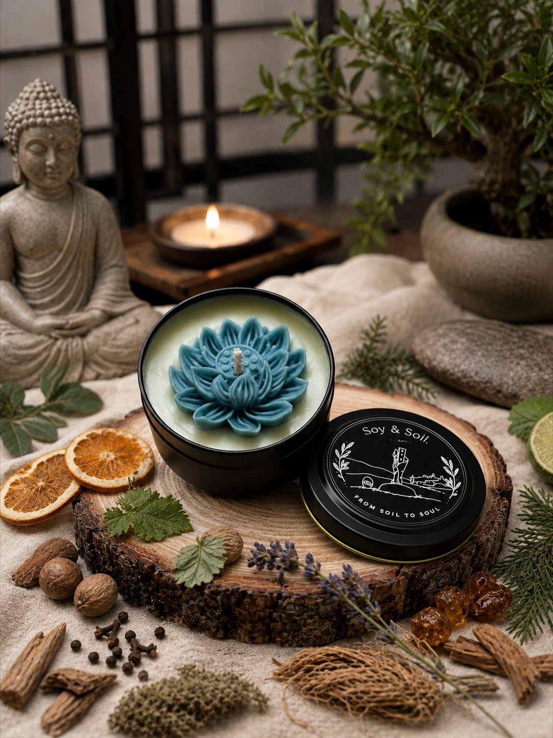 Lotus Meditation – Vela Artesanal de Cera de Soja (100g)